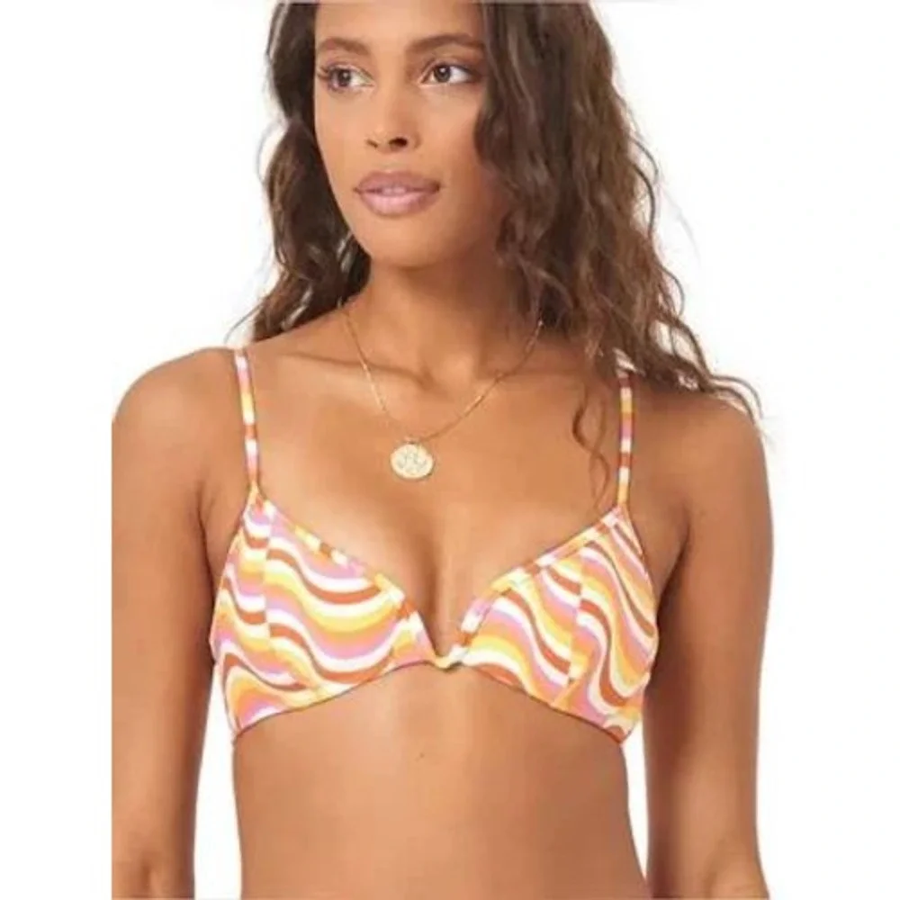 L*Space Helena Top By The Waves Retro Bikini Swim Small NEW 70s Resortwear Boho